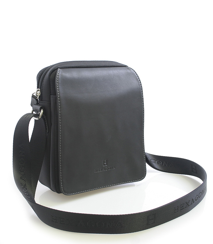 Černá pánská kožená taška přes rameno Hexagona 299162 černá