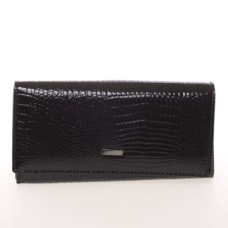 Elegantní lakovaná kožená černá peněženka - Loren 64003RS černá