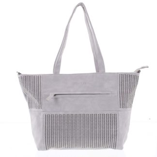 Elegantní perforovaná dámská kabelka přes rameno světle šedá - Beagles Lema  šedá