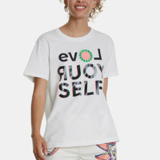 Desigual bílé tričko Love Your Self
