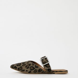 Pieces khaki pantofle Nua s leopardím vzorem