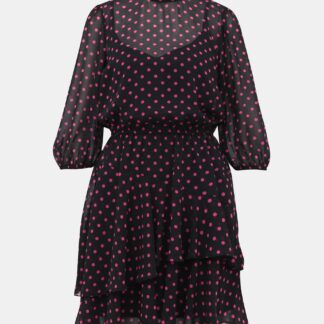 Růžovo-černé puntíkované šaty Dorothy Perkins