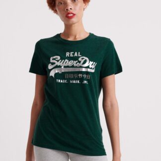 Tmavě zelené dámské tričko s potiskem Superdry