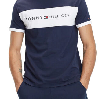 Tommy Hilfiger tmavě modré pánské tričko CN SS Tee Logo Flag Basic