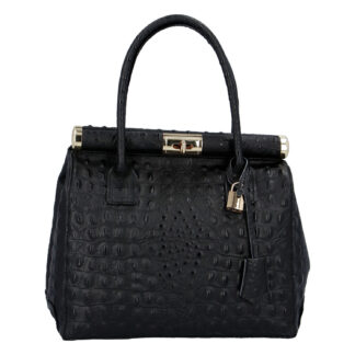 Luxusní dámská kožená kabelka do ruky černá - ItalY Hyla Kroko černá
