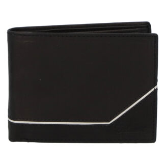 Pánská kožená peněženka černá - Delami Seum černo/bílá