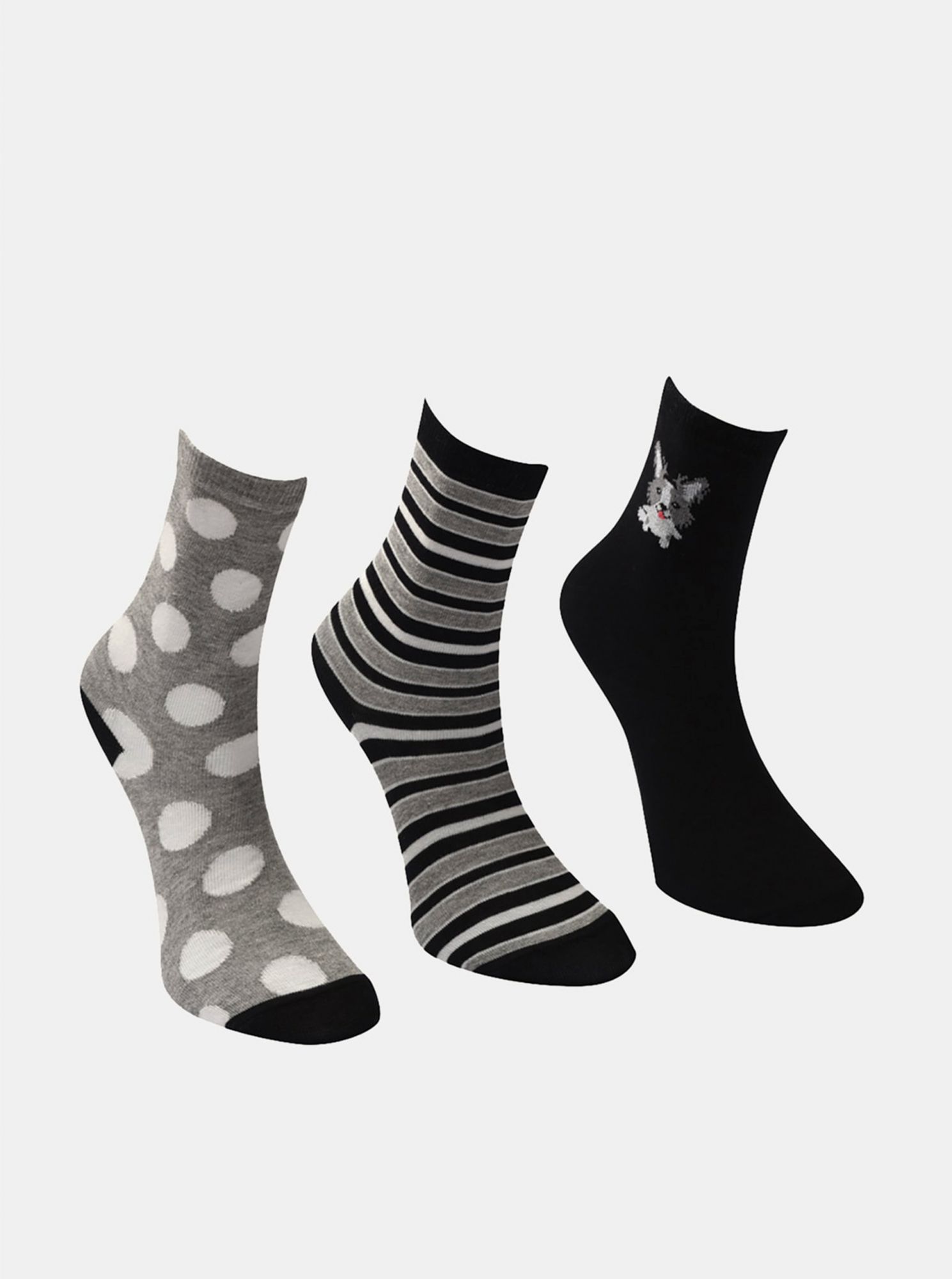Trendyol dámský 3 pack černých a šedých ponožek