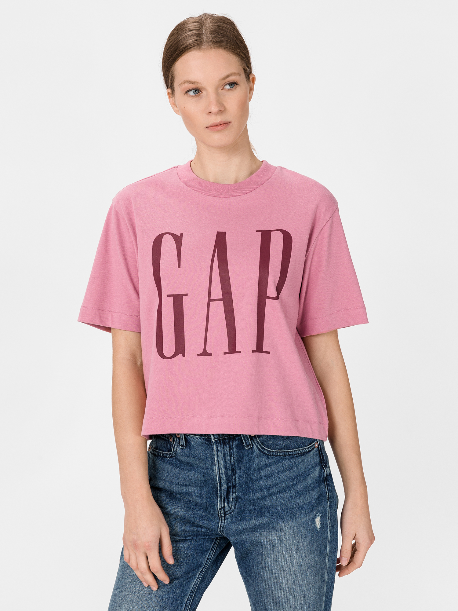 GAP růžové dámské tričko s logem
