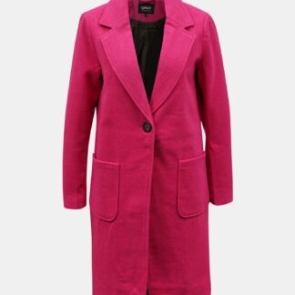 Růžový kabát s příměsí vlny ONLY Olivia