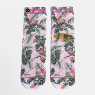 Růžové dámské květované ponožky XPOOOS