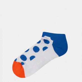 Modro-bílé dámské kotníkové puntíkované ponožky Happy Socks Athletic
