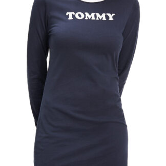 Tommy Hilfiger modré šaty Nightdress LS s dlouhým rukávem