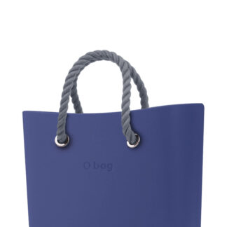 O bag  modrá kabelka MINI Cobalto s šedými krátkými provazy