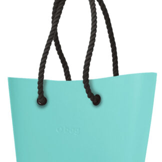 O bag  tyrkysová Urban kabelka Tiffany s černými dlouhými provazy
