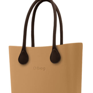 O bag kabelka Biscotto s hnědými dlouhými koženkovými držadly