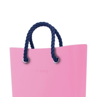 O bag kabelka MINI Pink s tmavě modrými krátkými provazy